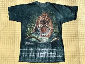 Vtg 90s Tiger T-shirt Planet Earth Endangered Animal Zoo Souvenir Tie Dye